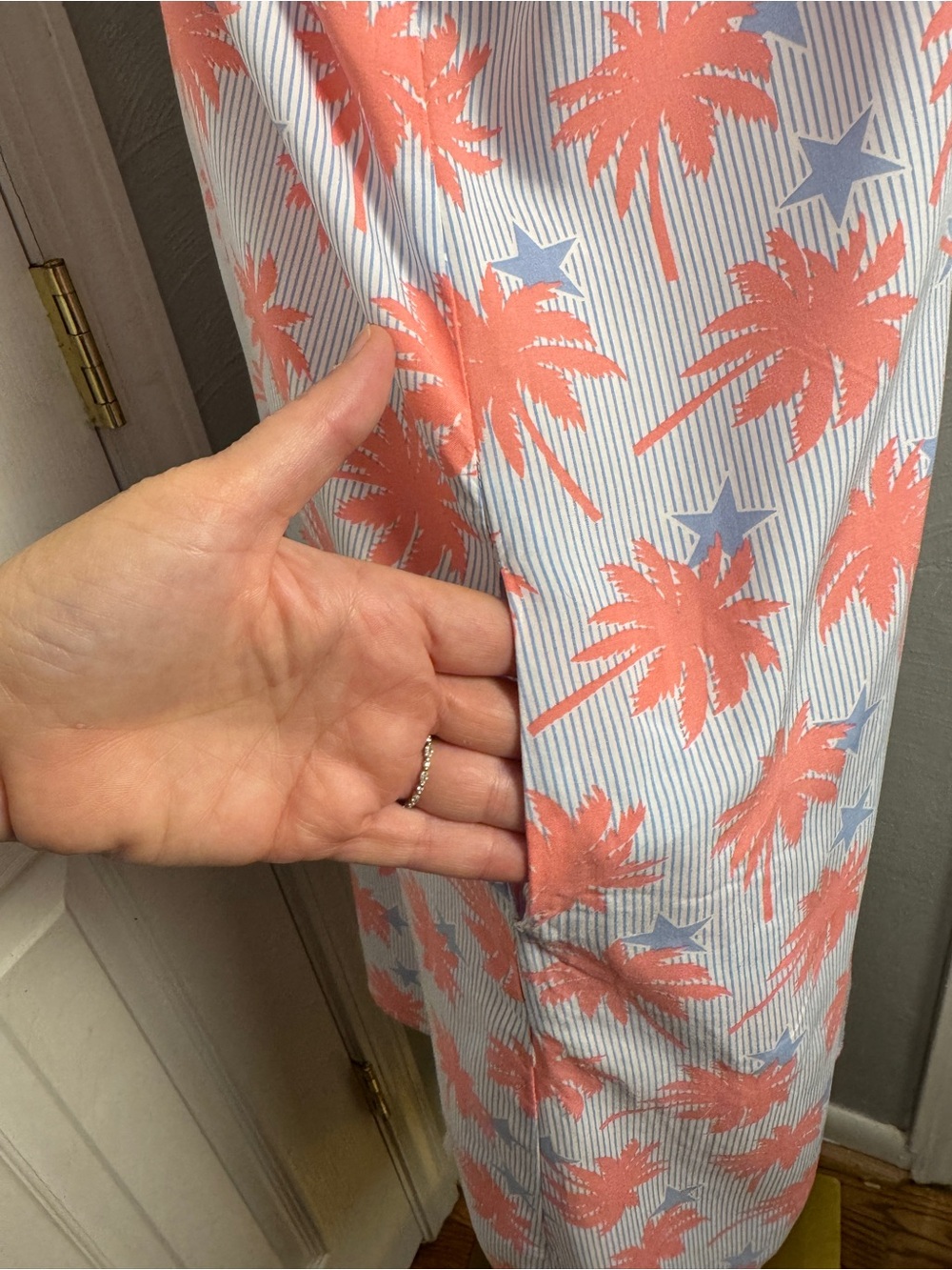 Crown & Ivy Palm Tree Shift Dress Size 12 Tropical July 4 Patriotic pockets - Picture 5 of 9